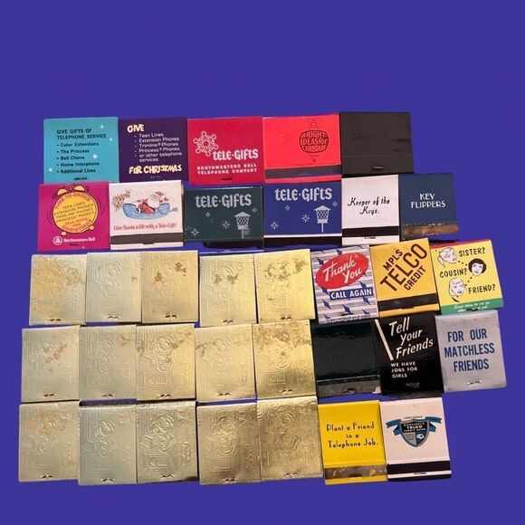34 Vintage Northwestern Bell Matchbooks Telco TeleGifts Jobs Unstruck - Picture 1 of 2